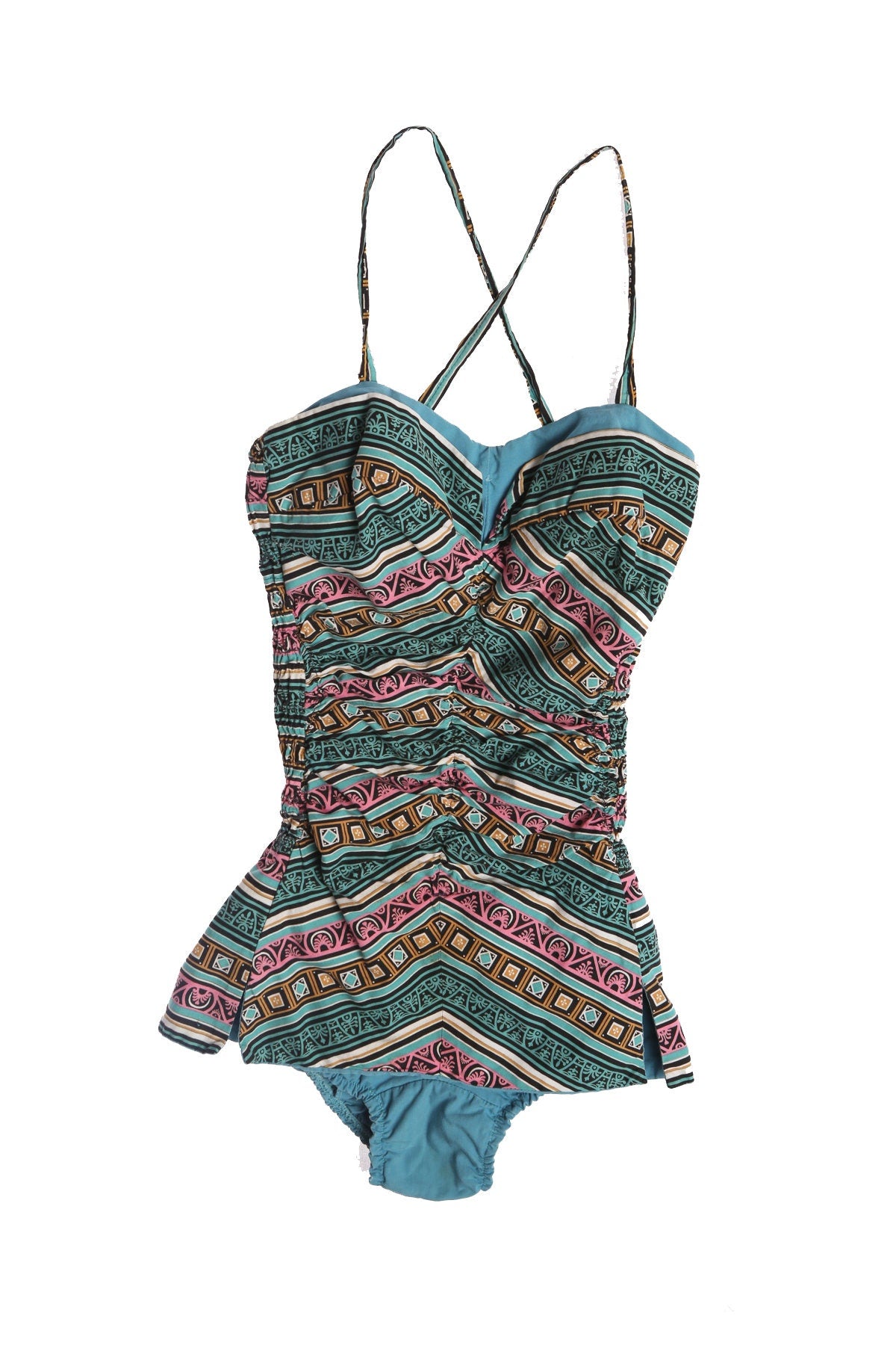 Vintage Swimsuit - Geometric Print - Era 40's - 50's - Women Bathing suit - Pin up