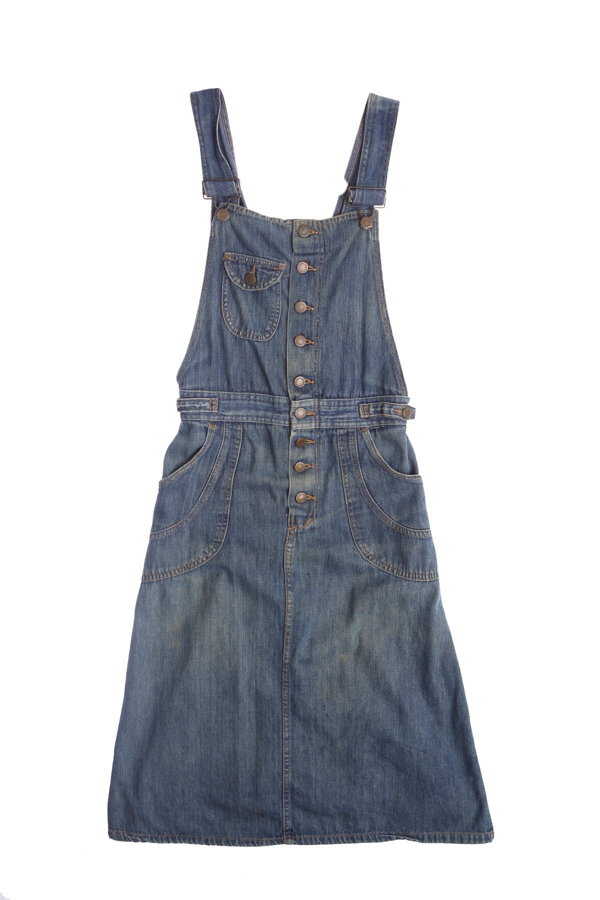 Women Blue Denim Dress - Era 70's - 80's