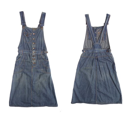 Women Blue Denim Dress - Era 70's - 80's