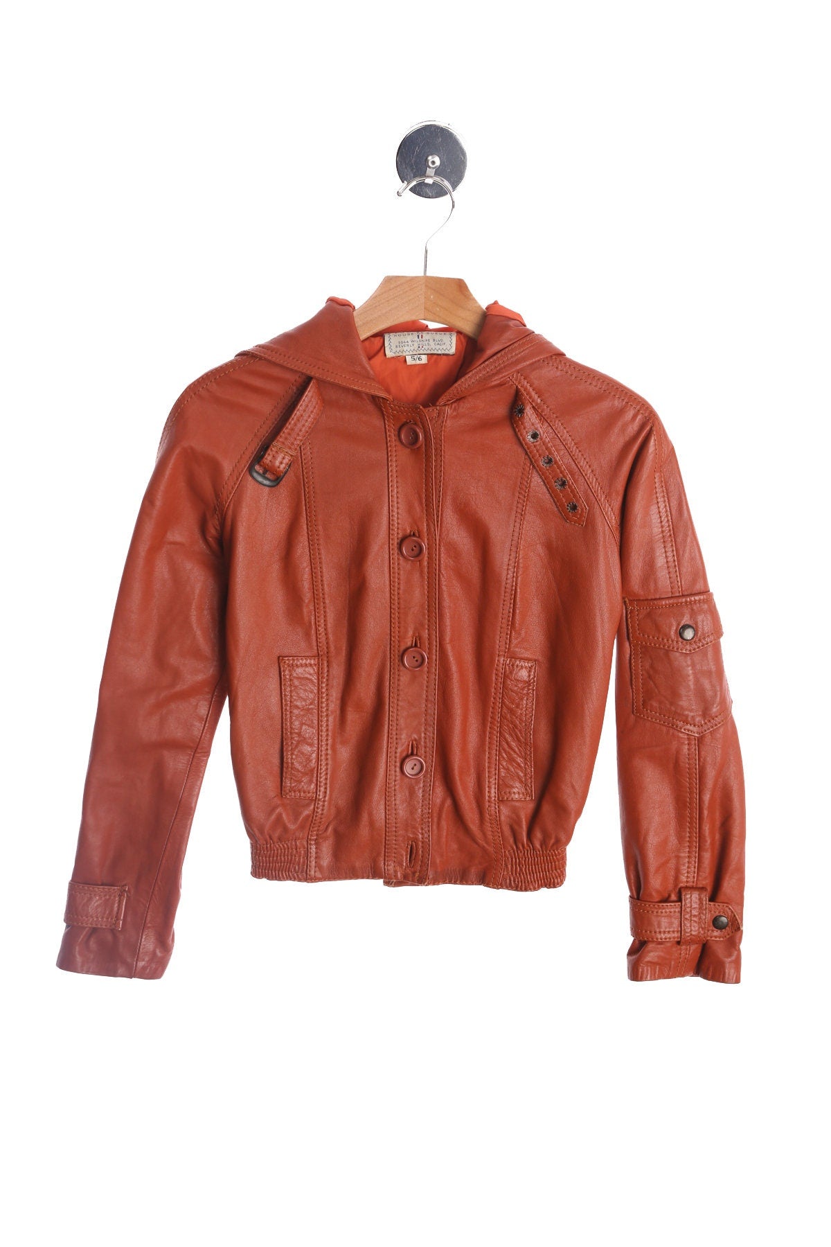 Vintage Women Hooded Leather Jacket - Era 70's - 80's by Wilson House of Suede - Vintage Size 5/6