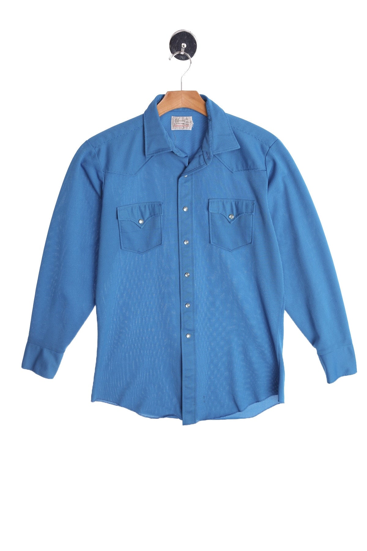 Vintage Men Blue Western Shirt by H Bar C Ranchwear Lon Tail