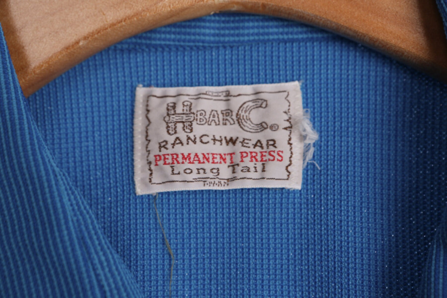 Vintage Men Blue Western Shirt by H Bar C Ranchwear Lon Tail