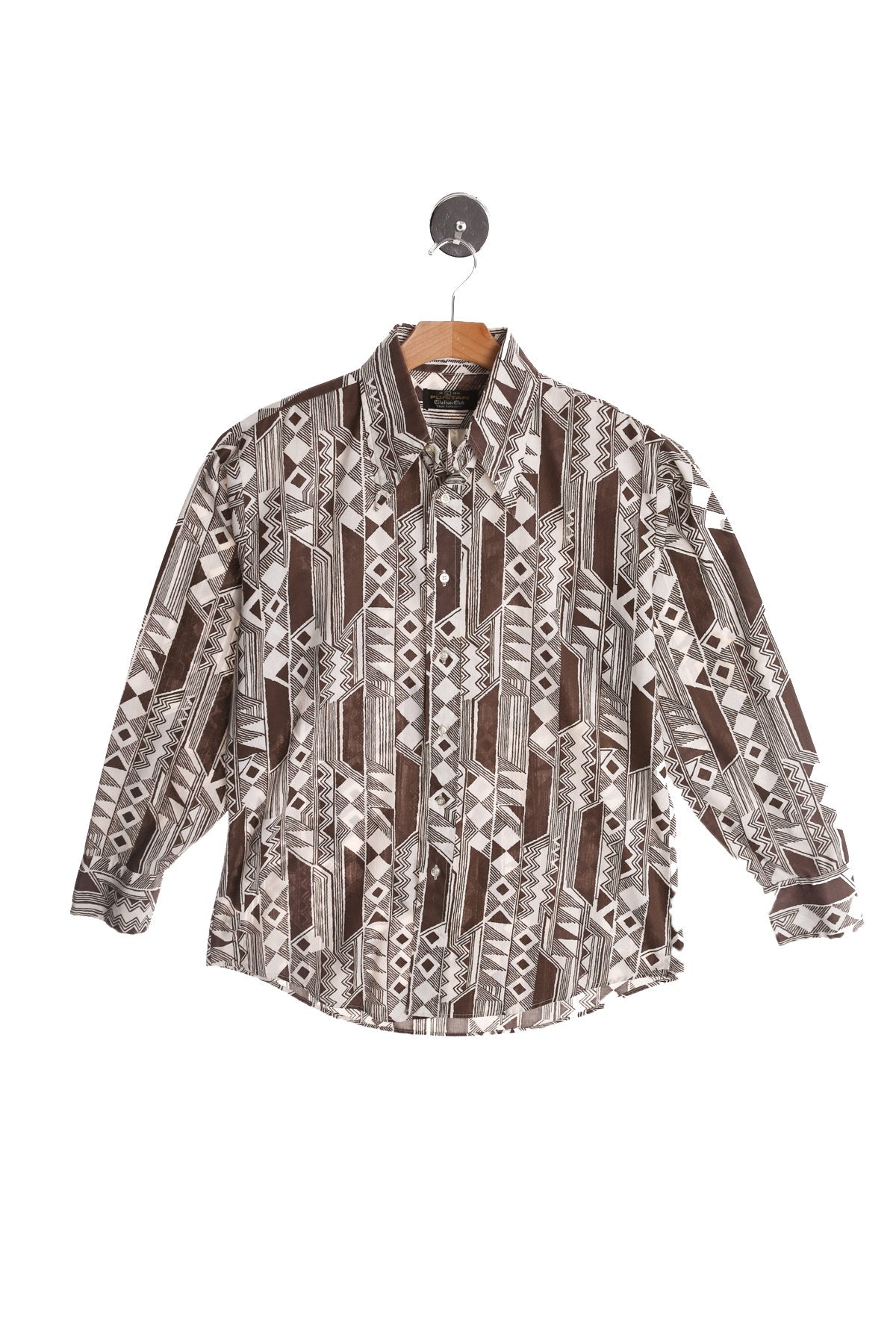 70's Men Brown Geometric Casual Shirt