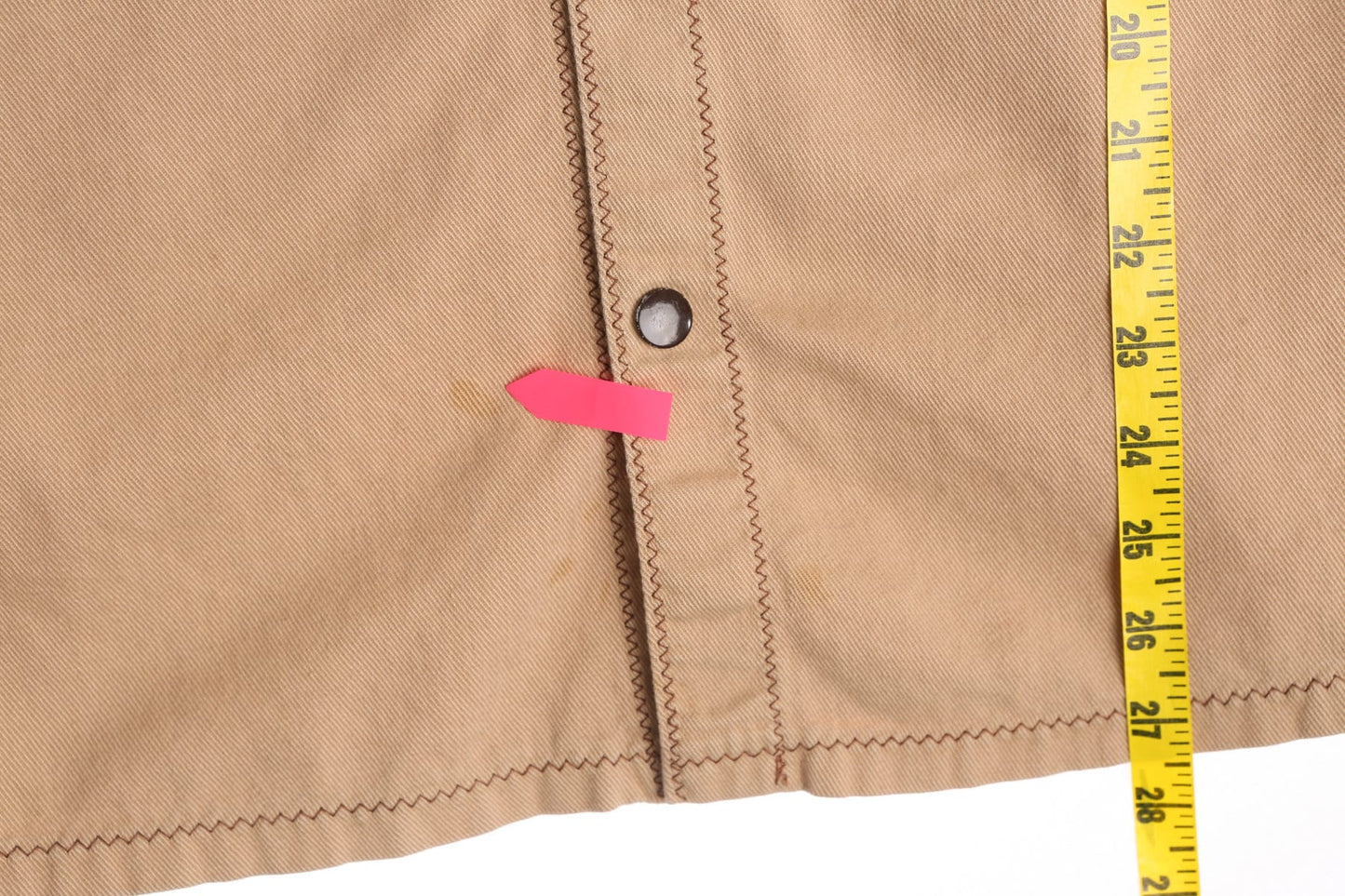 70's Men Beige Cotton Shirt Stitched Details with Butterfly Neck