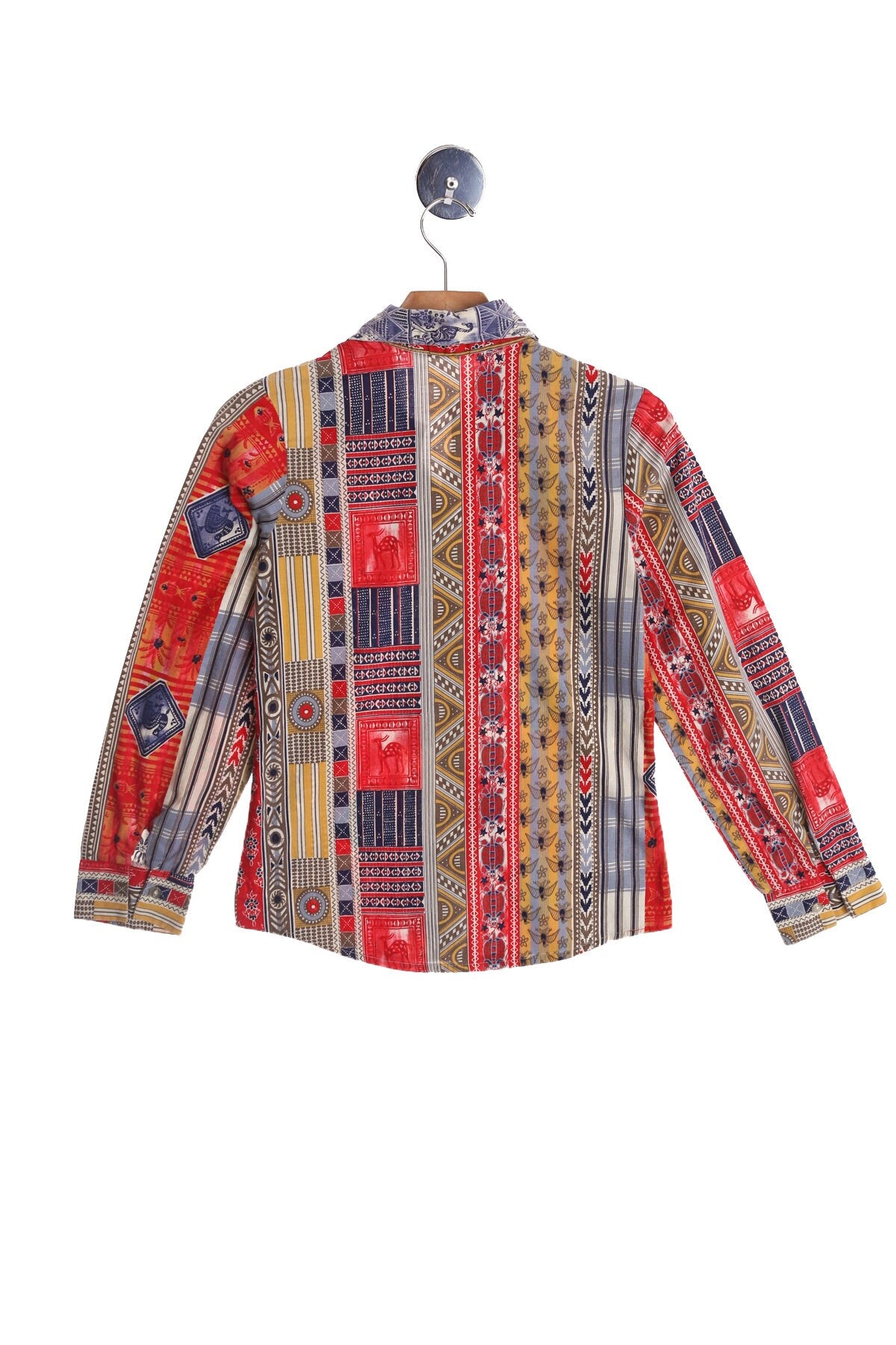 70's Women Psychedelic Print Cotton Blouse