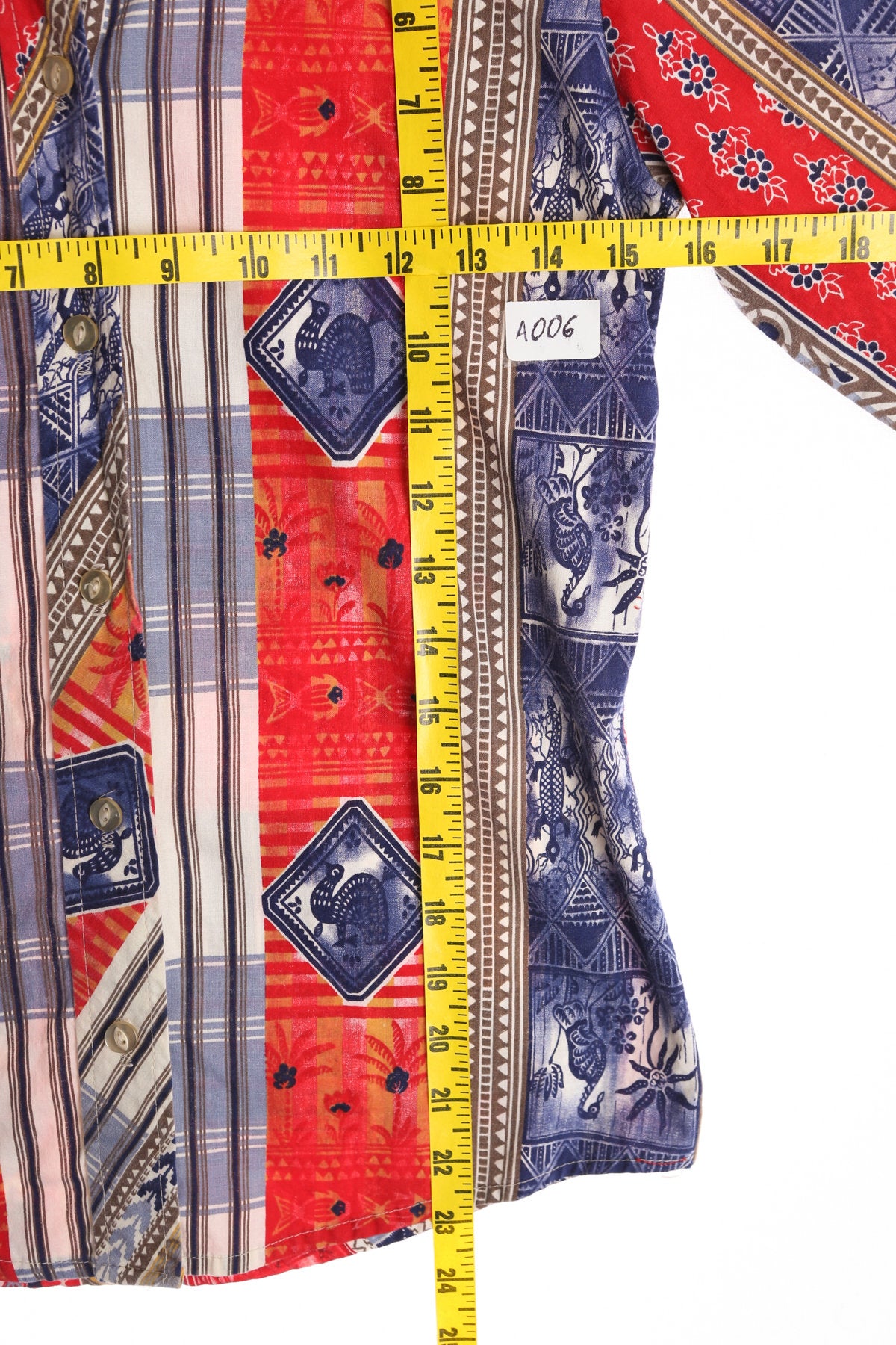 70's Women Psychedelic Print Cotton Blouse