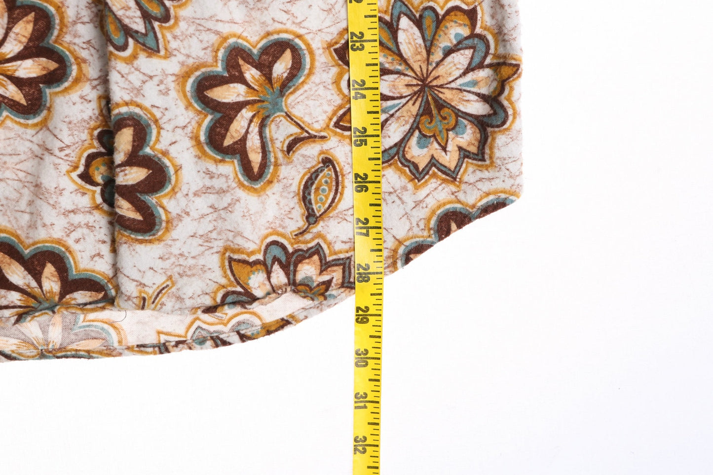 70's Men Floral Print Casual Shirt - No Pockets - Butterfly Neck