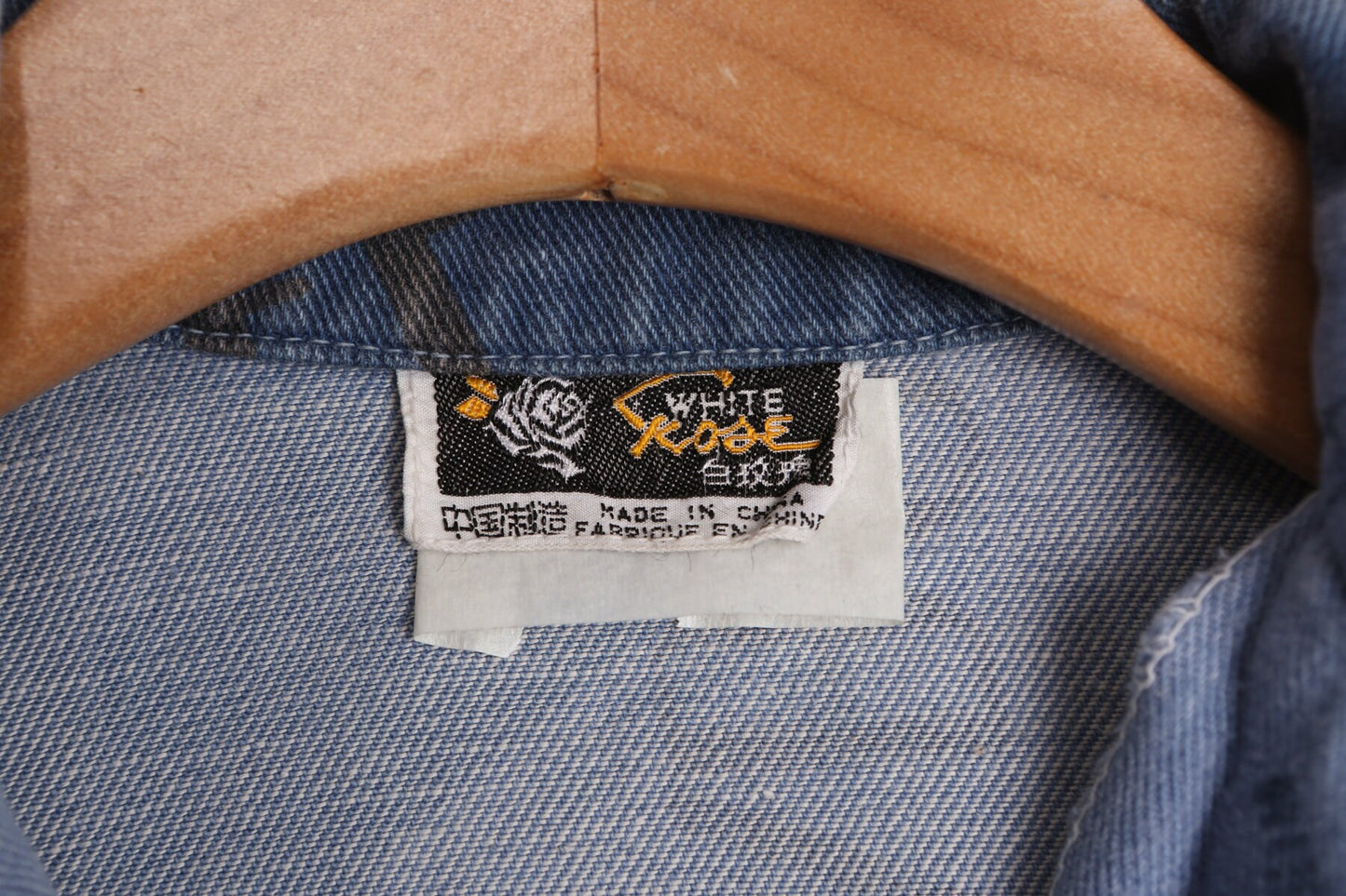 70's Blue Denim Jacket with ABCDEF Print