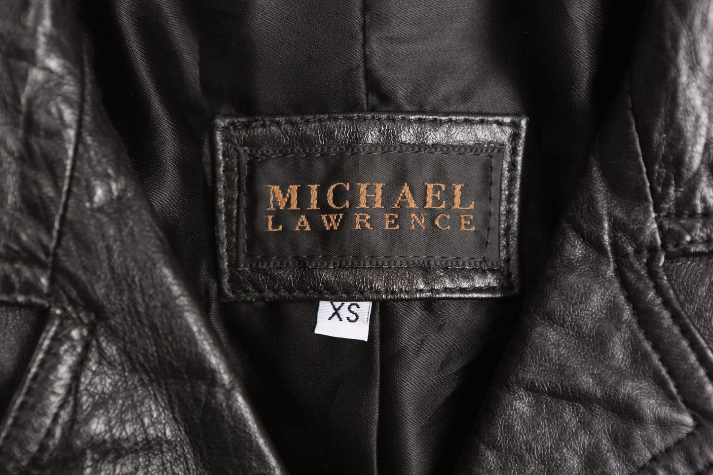 Women Black Leather Coat by Michael Lawrence - Era 90's - Y2K
