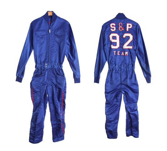 Blue Nylon Coverall with S and P 92 Team Patch