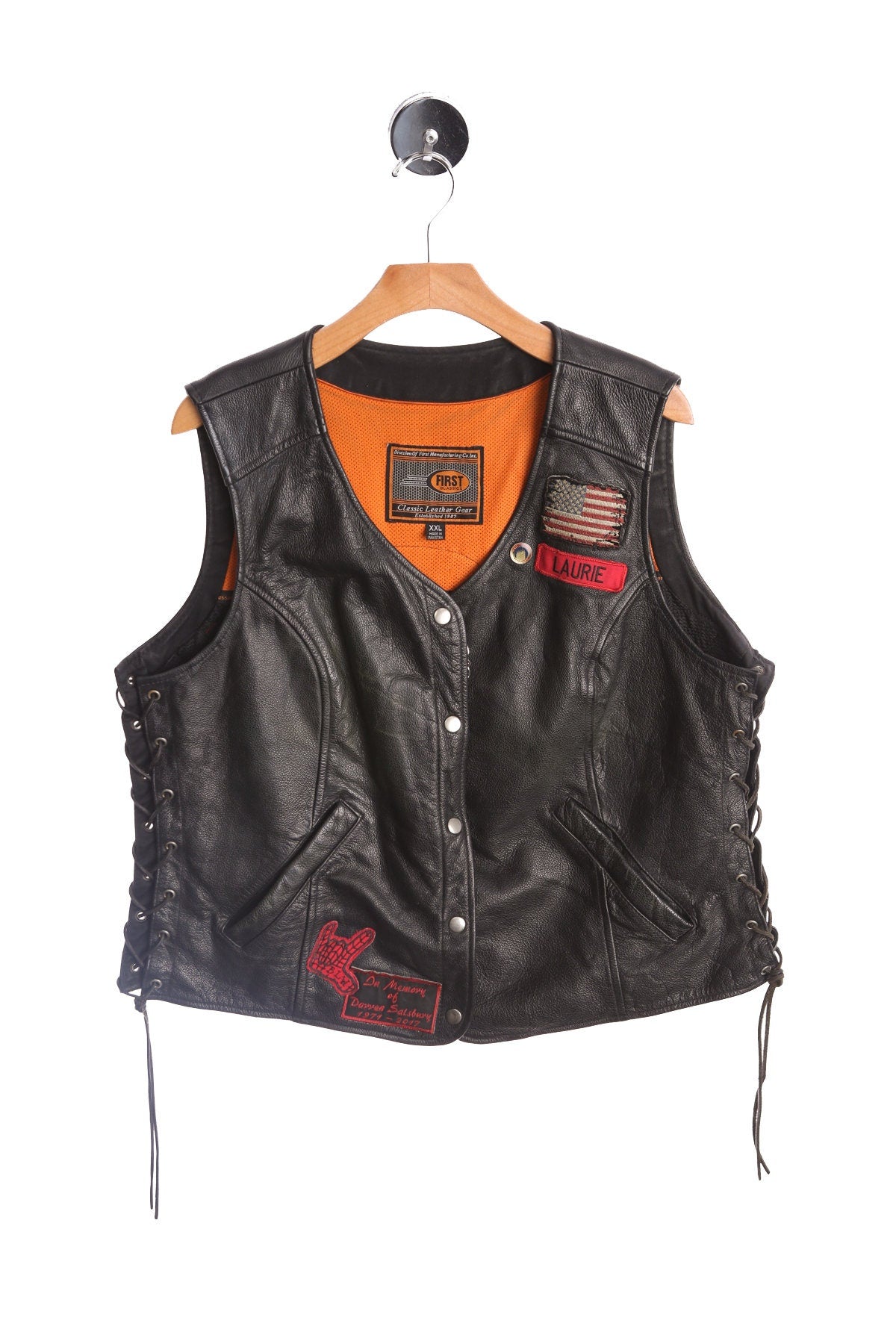 Vintage Women Black Biker Leather Vest