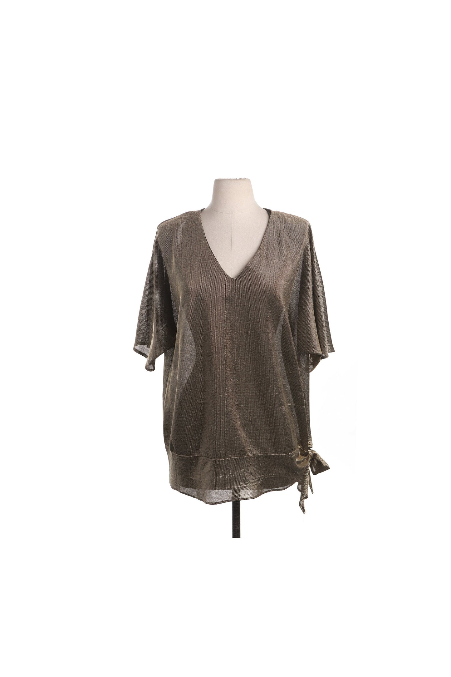 Vintage Metallic Gold V Neck Top - Studio 54 Style - Era 70's - 80's