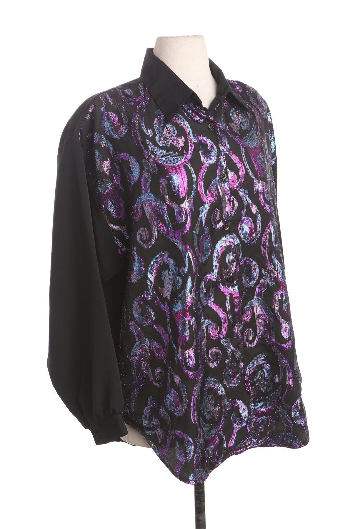 Vintage Black Purple Metallic Top