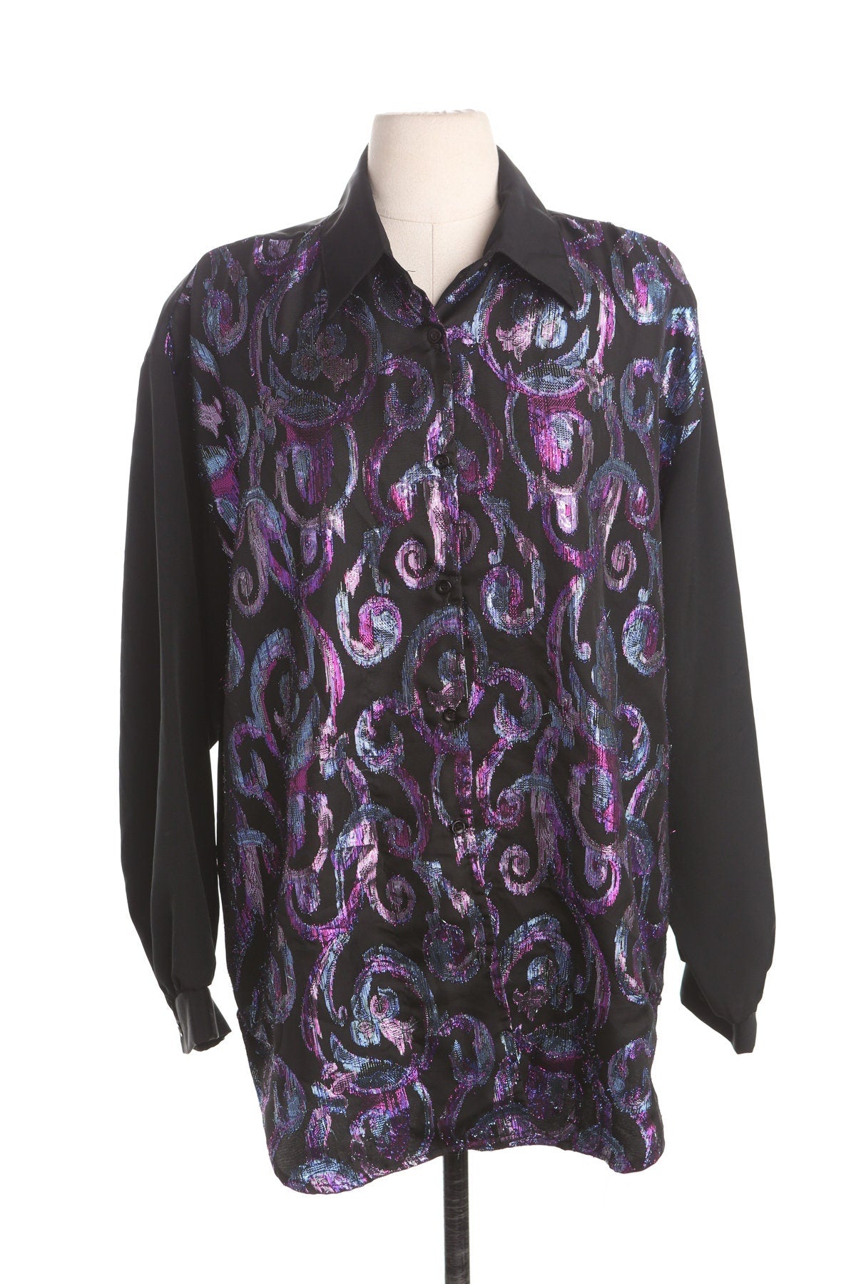 Vintage Black Purple Metallic Top