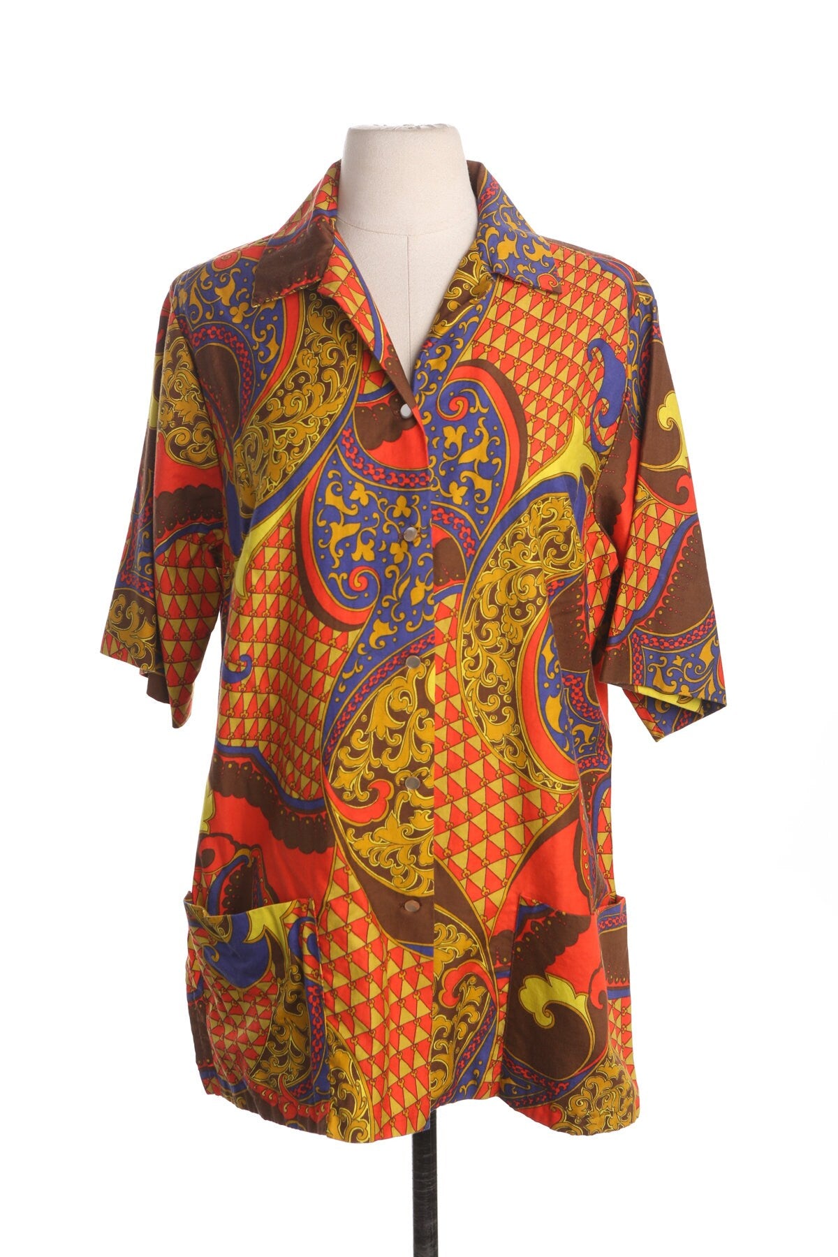 70's Women Geometric Print Top