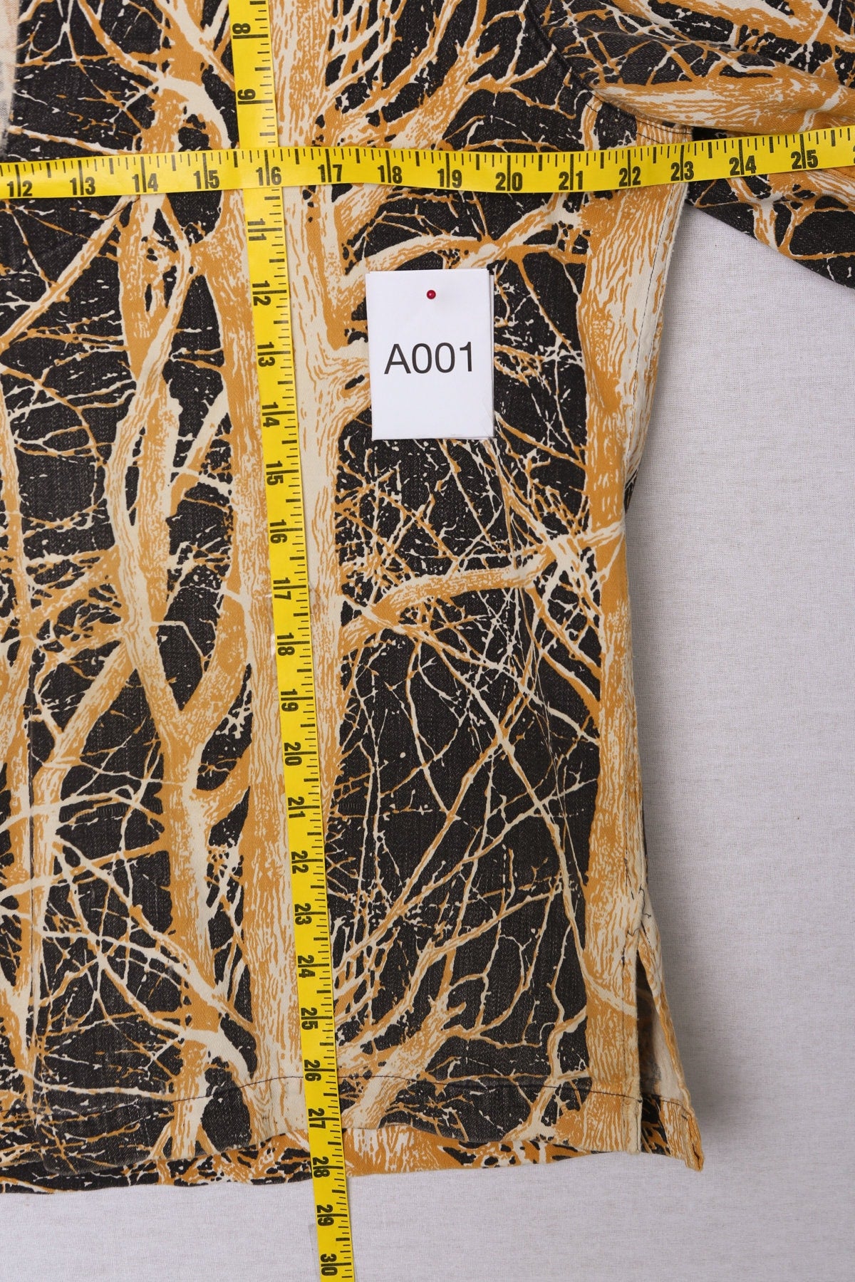 70's Brown Top with Yellow Forest Print - Pullover - Deep V Neck - Hippie