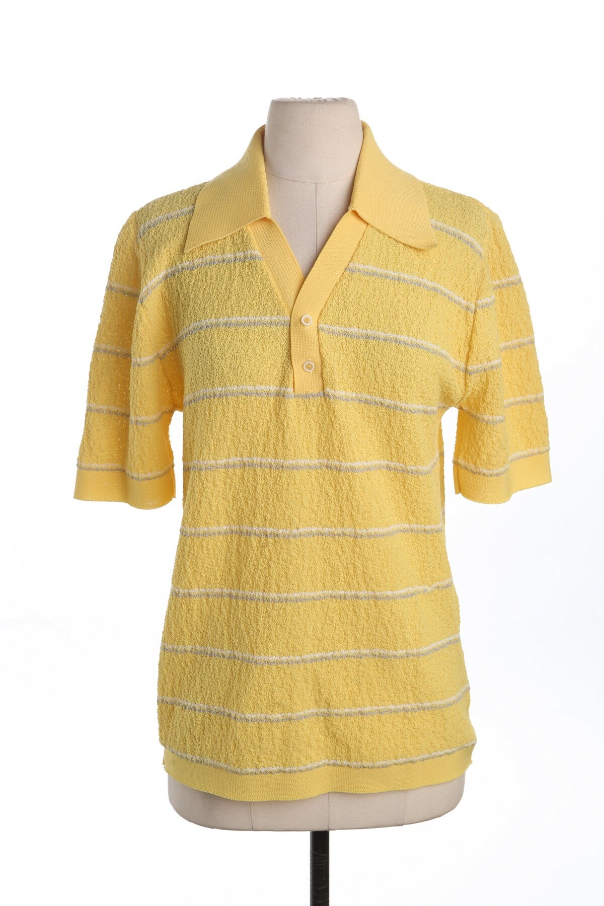 Men 60's Poly Striped Yellow Shirt