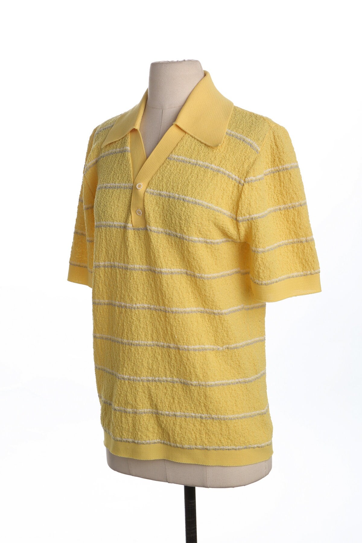 Men 60's Poly Striped Yellow Shirt