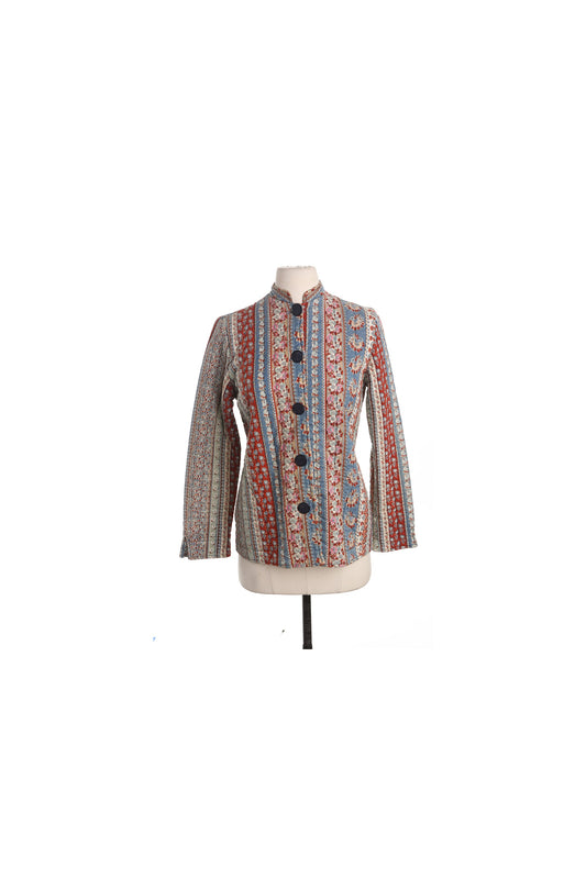 70's Floral Print Women Blanket Fabric Boho Jacket