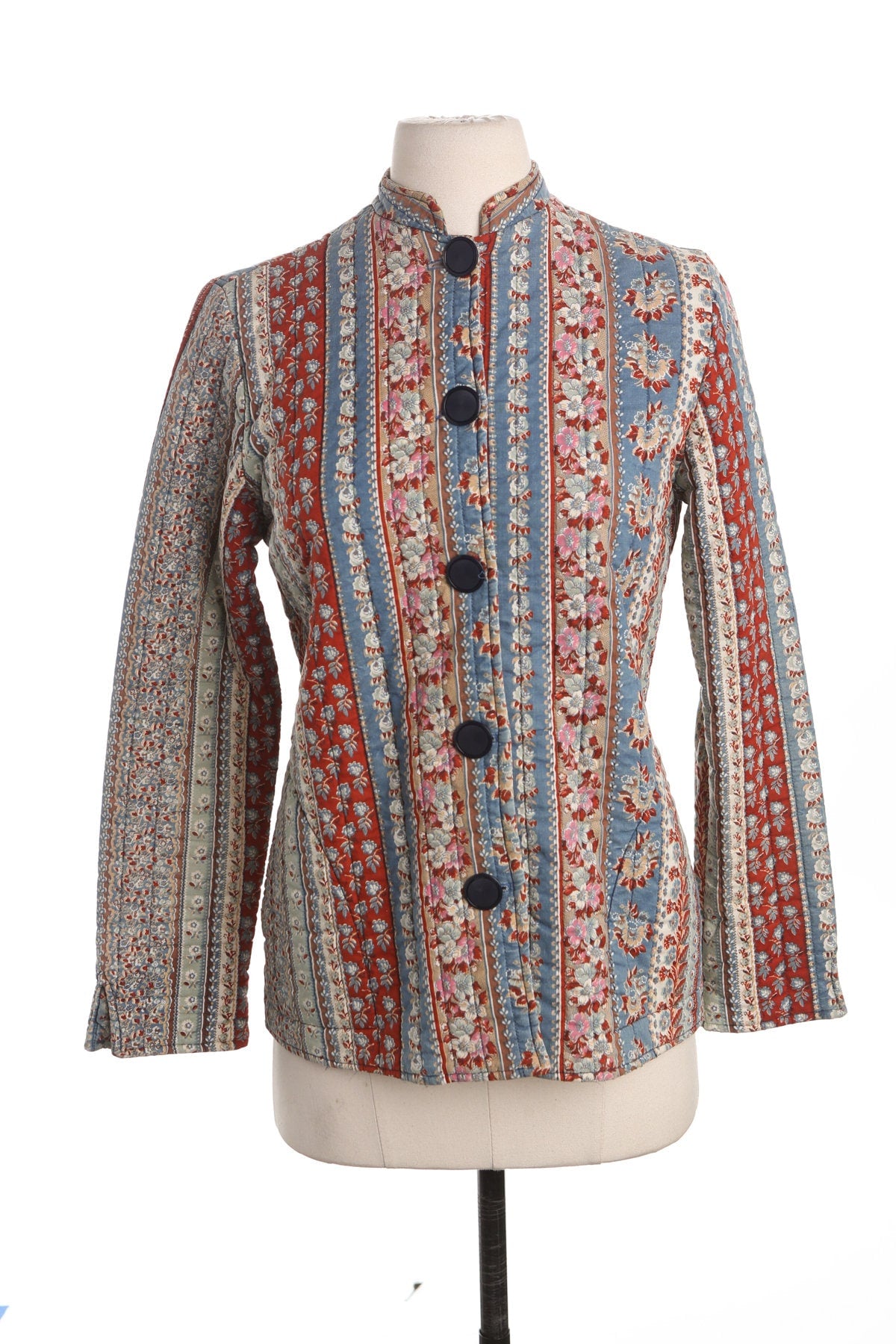 70's Floral Print Women Blanket Fabric Boho Jacket