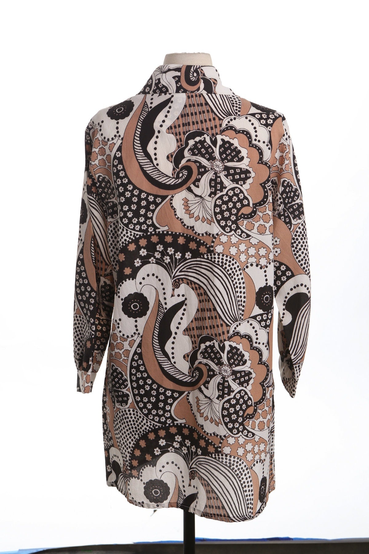 70's Women Floral Abstract Print Mod Dress