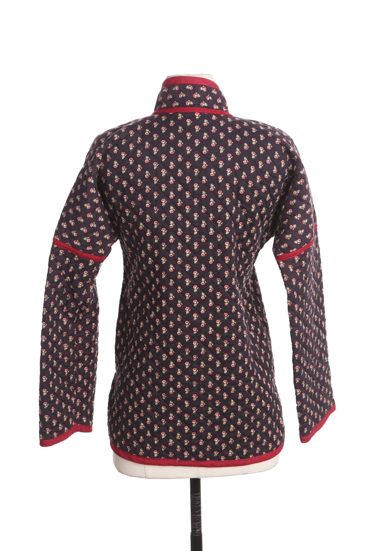 Vintage Women Flower Print Blanket Fabric Cheongsam Jacket - Era 60's - 70's