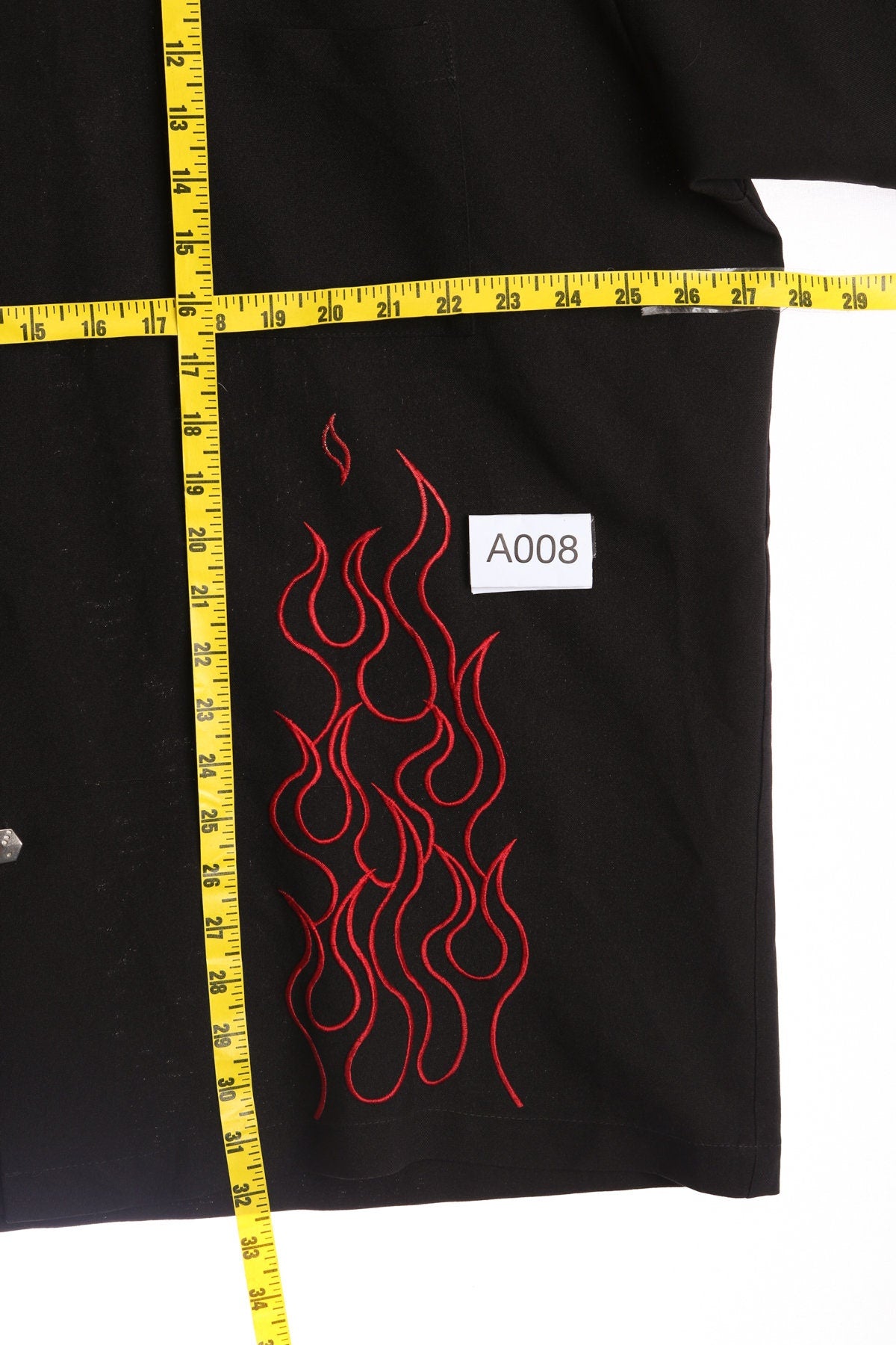 Black Rockabilly Short - Red Flames Print