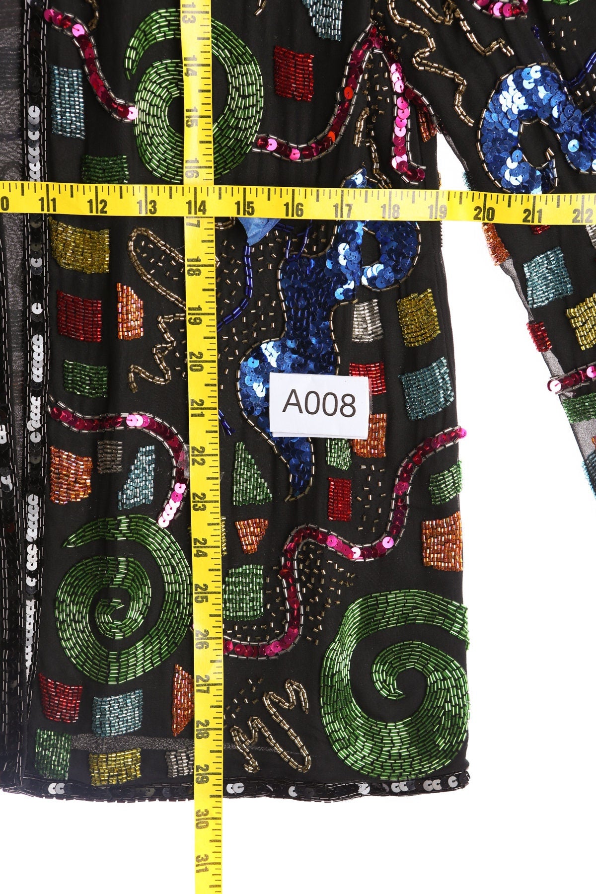 Black Sequin Geometric Shapes Women Silk Top - Era 90's - Y2K by Morgan Taylor