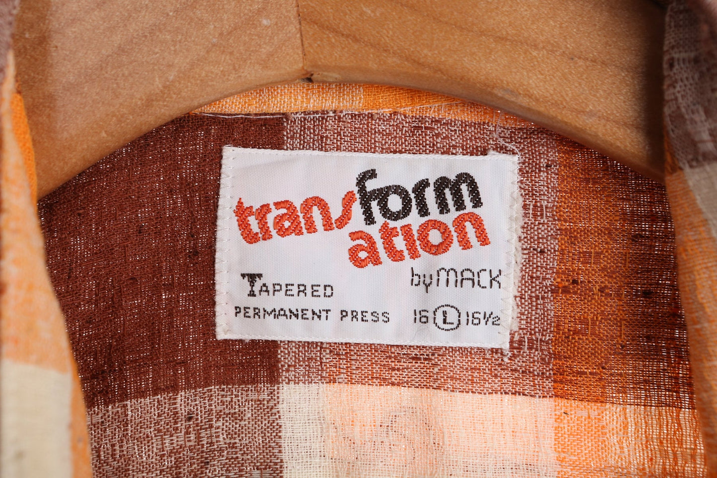 70's Men Brown Plaid Button Short Sleeve Shirt