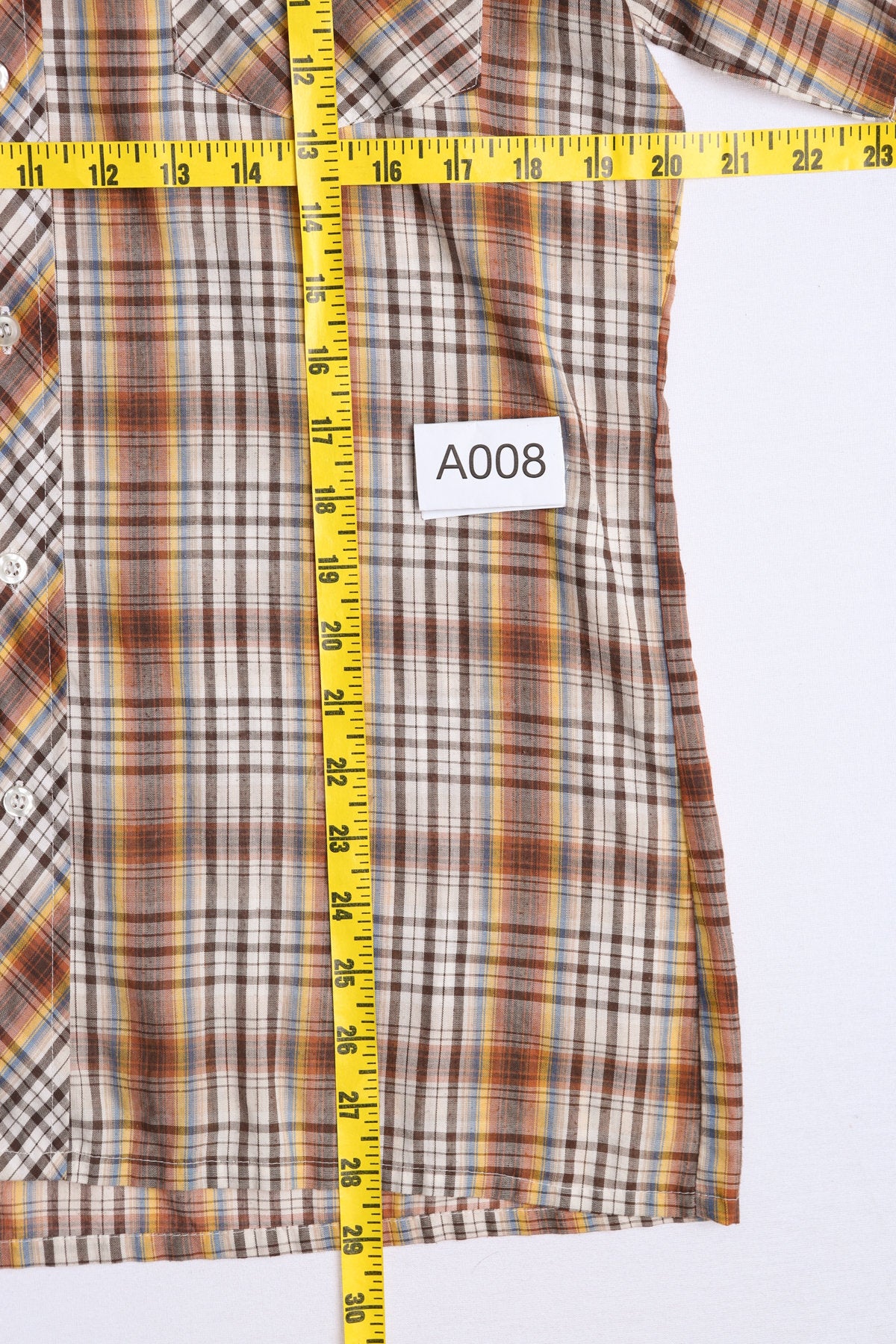 70's Men Plaid Brown Summer Shirt