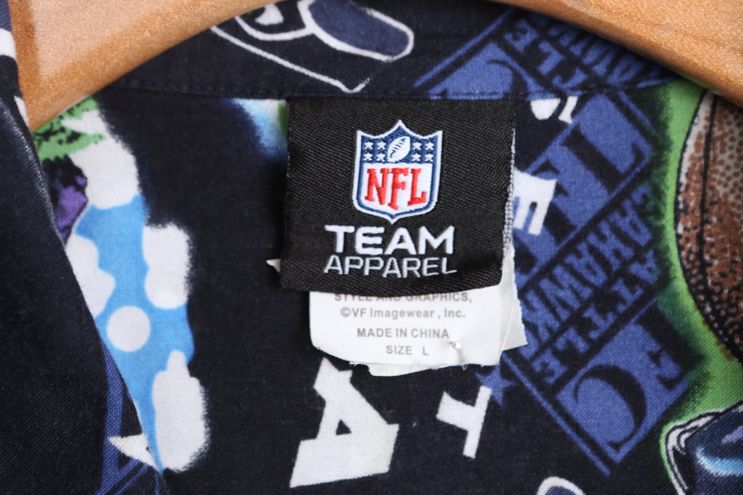 Men Graphic NFL Seahawks FootballButton Up Shirt