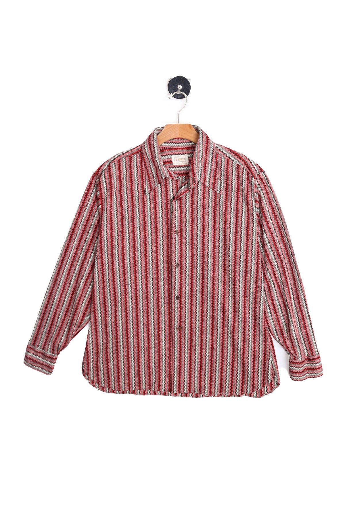 70's Men Red Striped Poly Disco Shirt - Long Sleeve