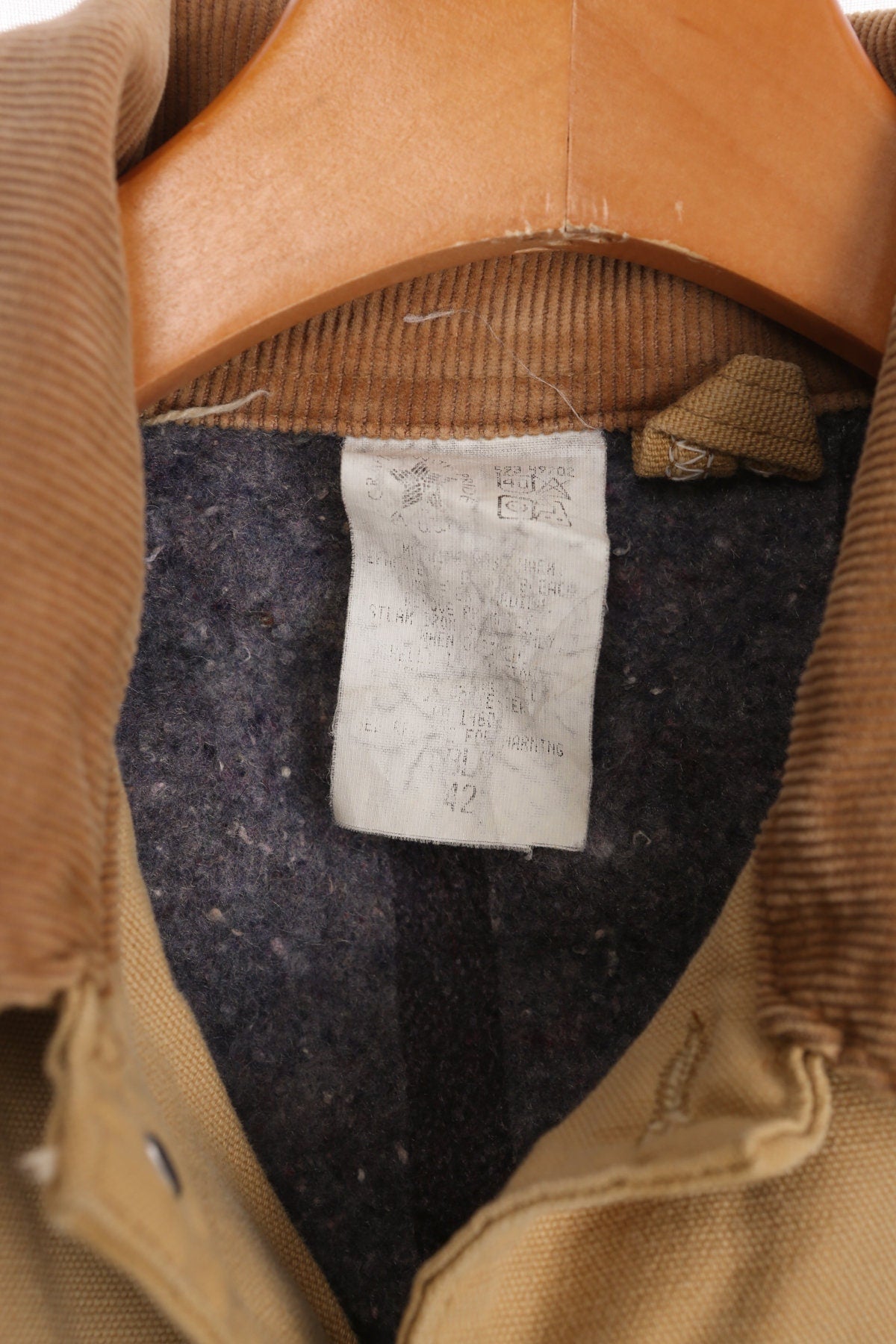 Vintage Carhartt Canvas Coverall Beige Jacket with Four Pockets