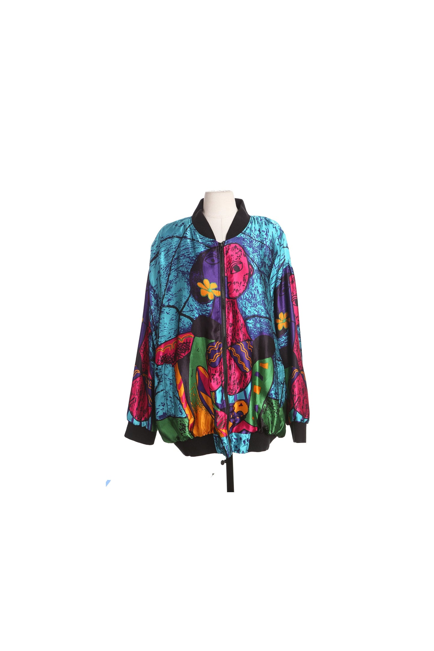 80's Graphic Bomber Jacket - Abstract Painting Print