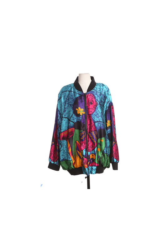 80's Graphic Bomber Jacket - Abstract Painting Print