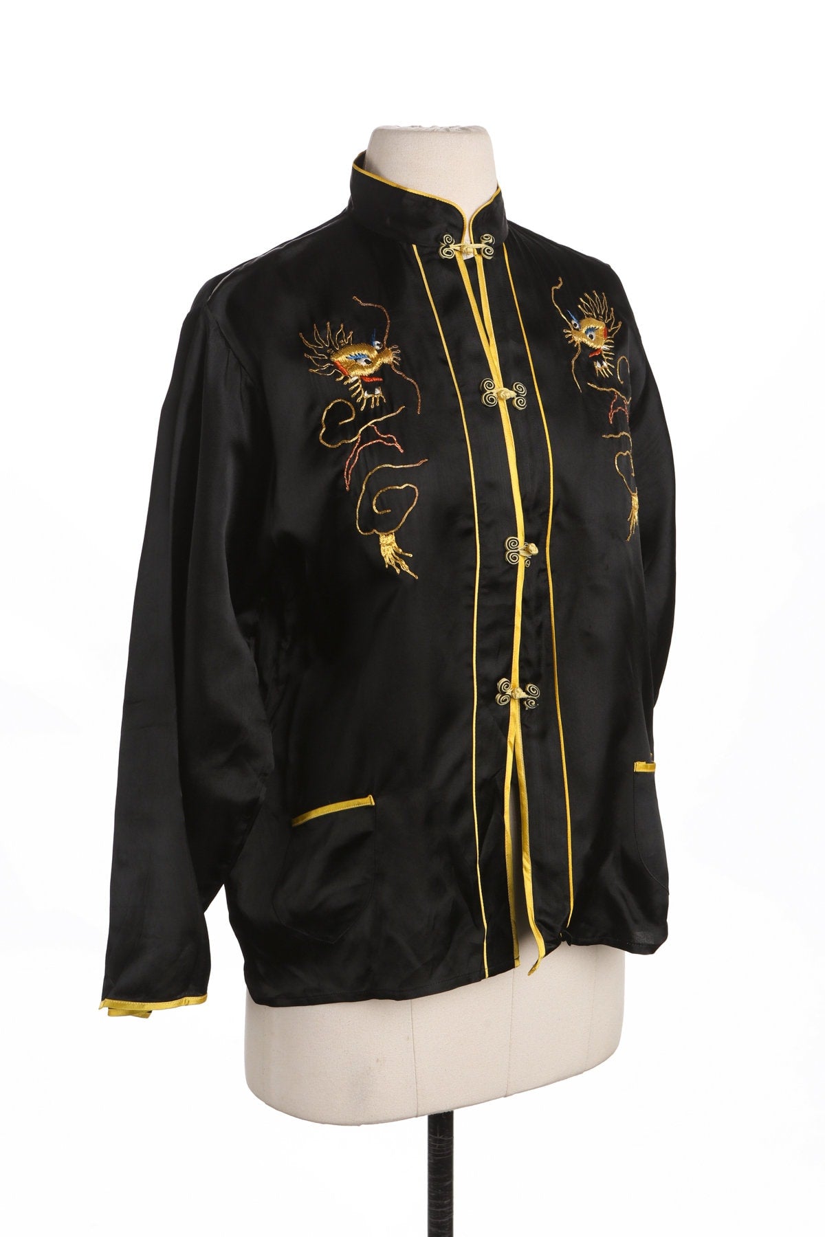 Vintage Chinese Embroidered Shirt - Embroidered Dragon - Cheongsam