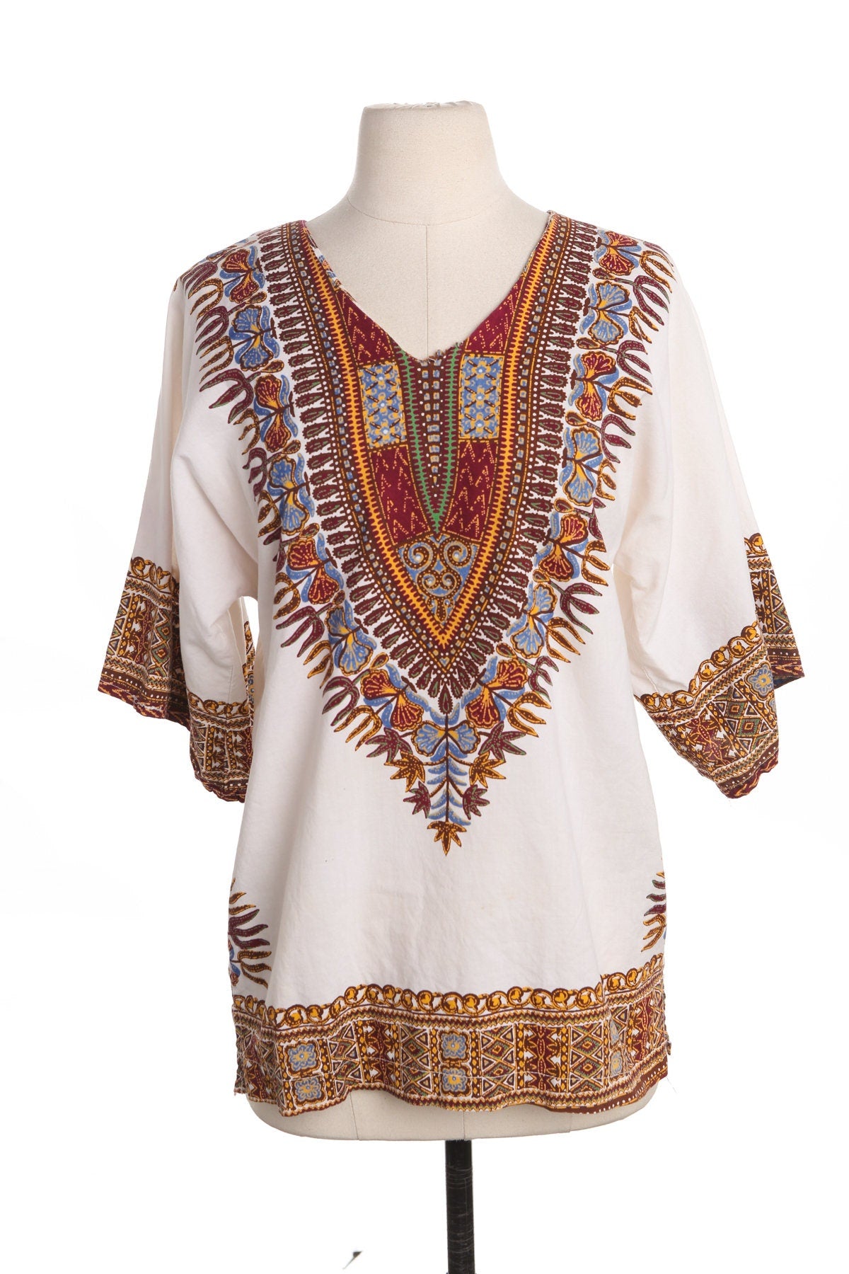 Dashiki White Paisley Print Top