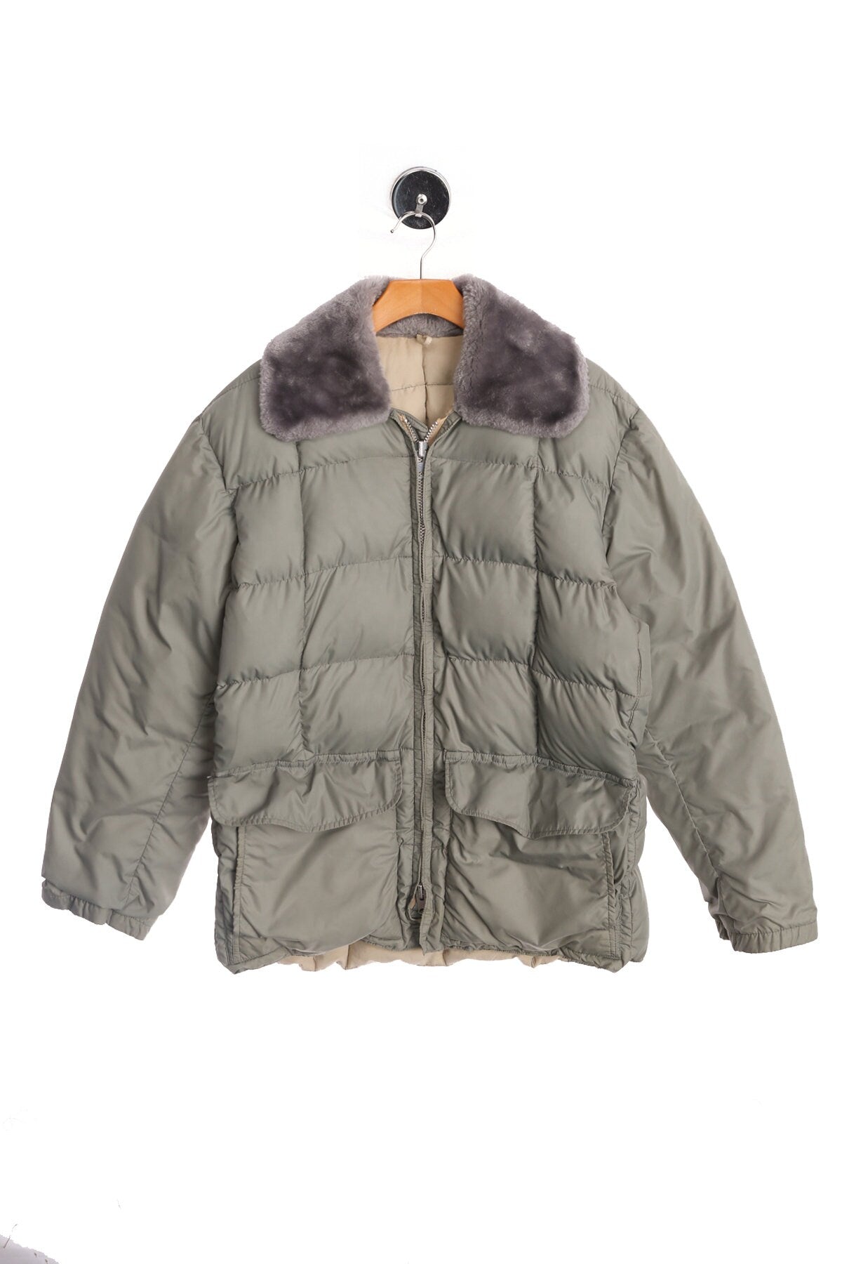 Vintage Men Down Jacket with Shearling Collar