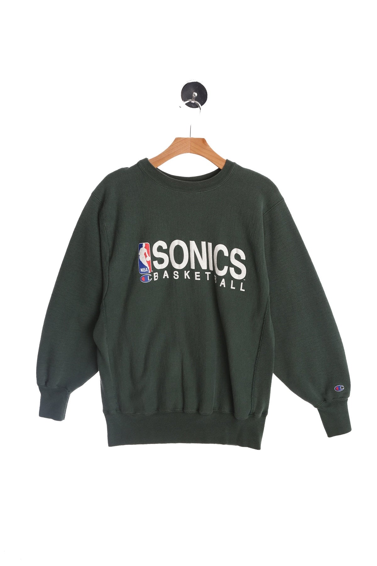 Vintage Champion Green Sweatshirt with Sonics NBA Basketball Print