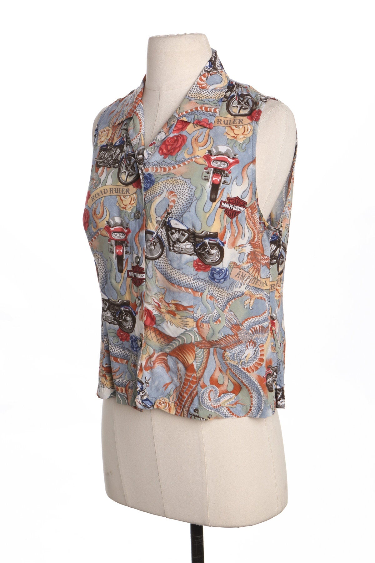 Women Rayon Top - Biker Motorcycle Print