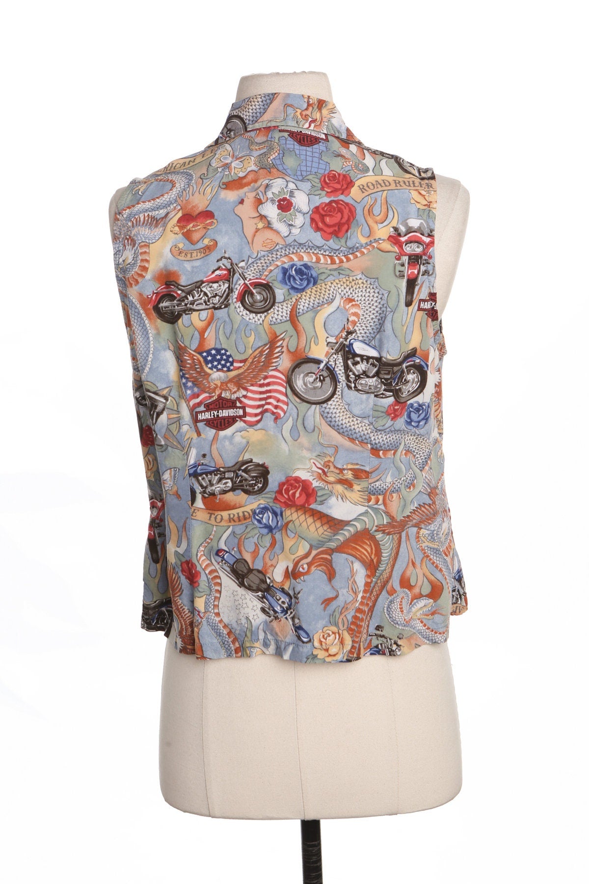 Women Rayon Top - Biker Motorcycle Print