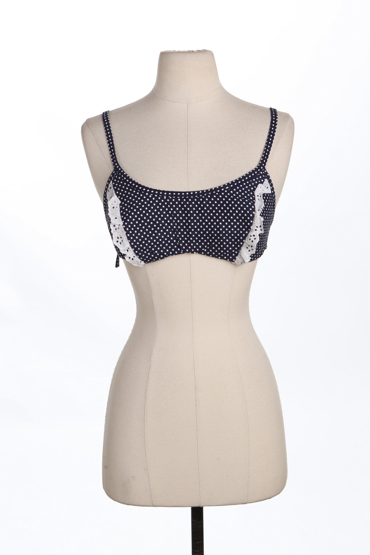 Vintage Women Blue Polka dot Bikini Top