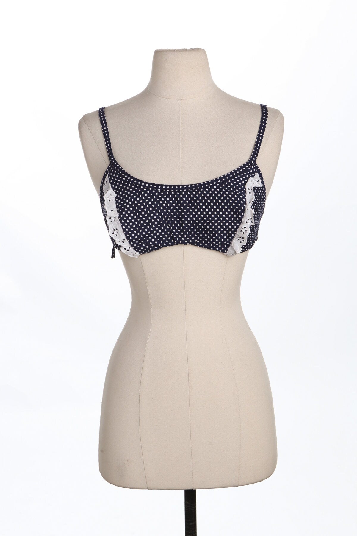 Vintage Women Blue Polka dot Bikini Top