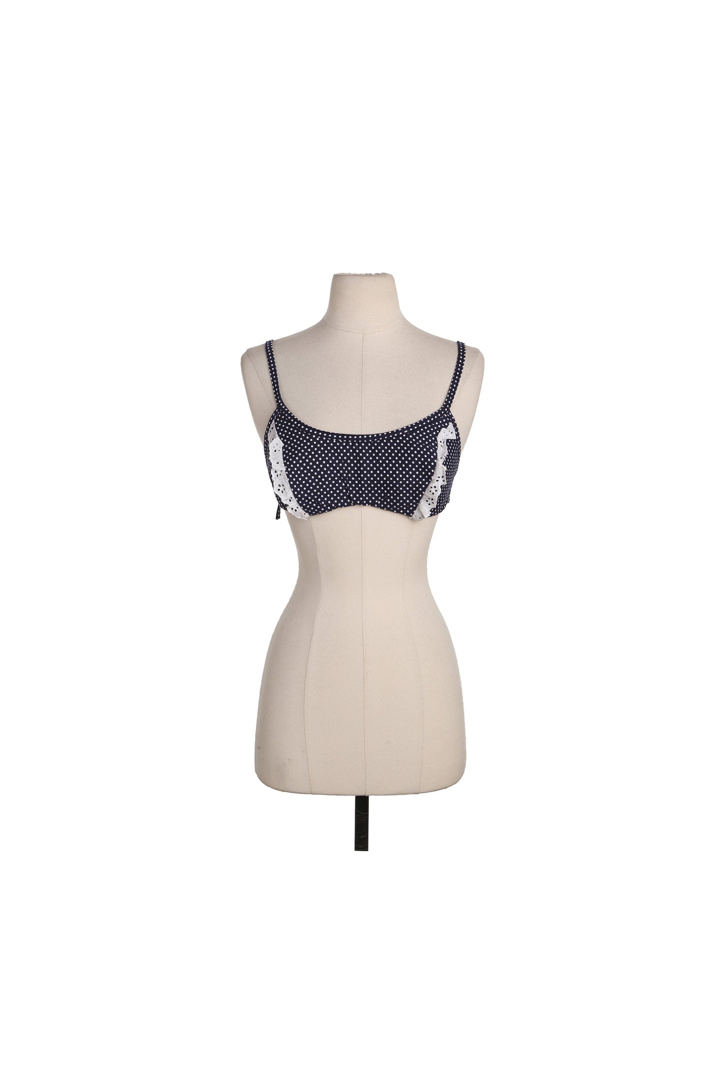 Vintage Women Blue Polka dot Bikini Top