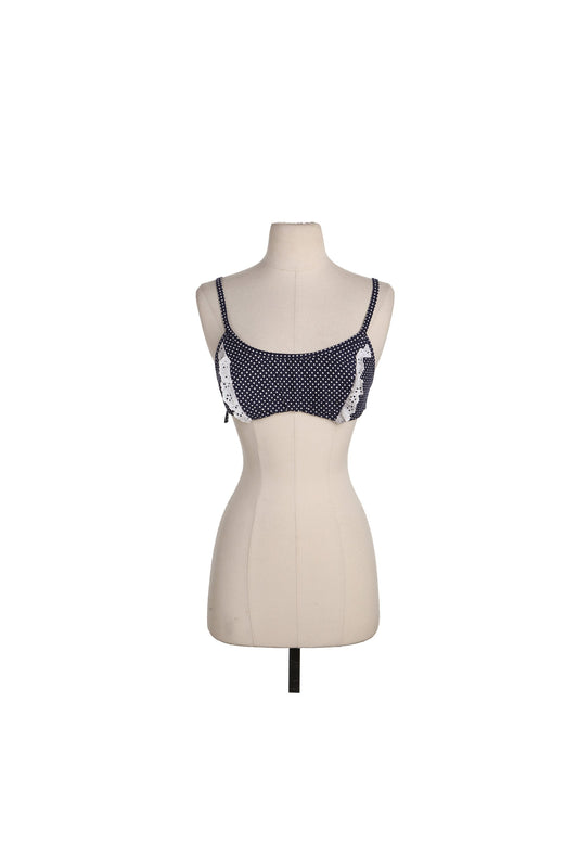 Vintage Women Blue Polka dot Bikini Top