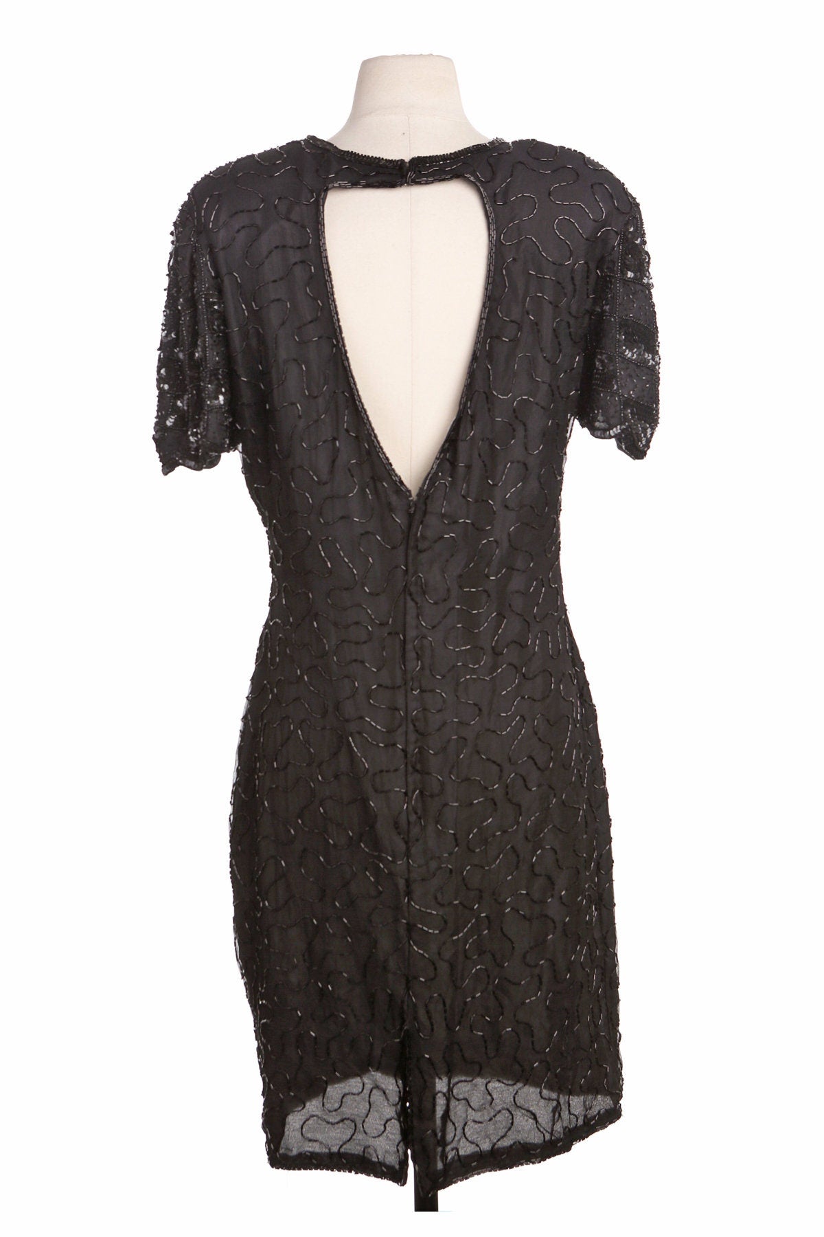 Women Black Sequin Dress - Era 80's - 90's