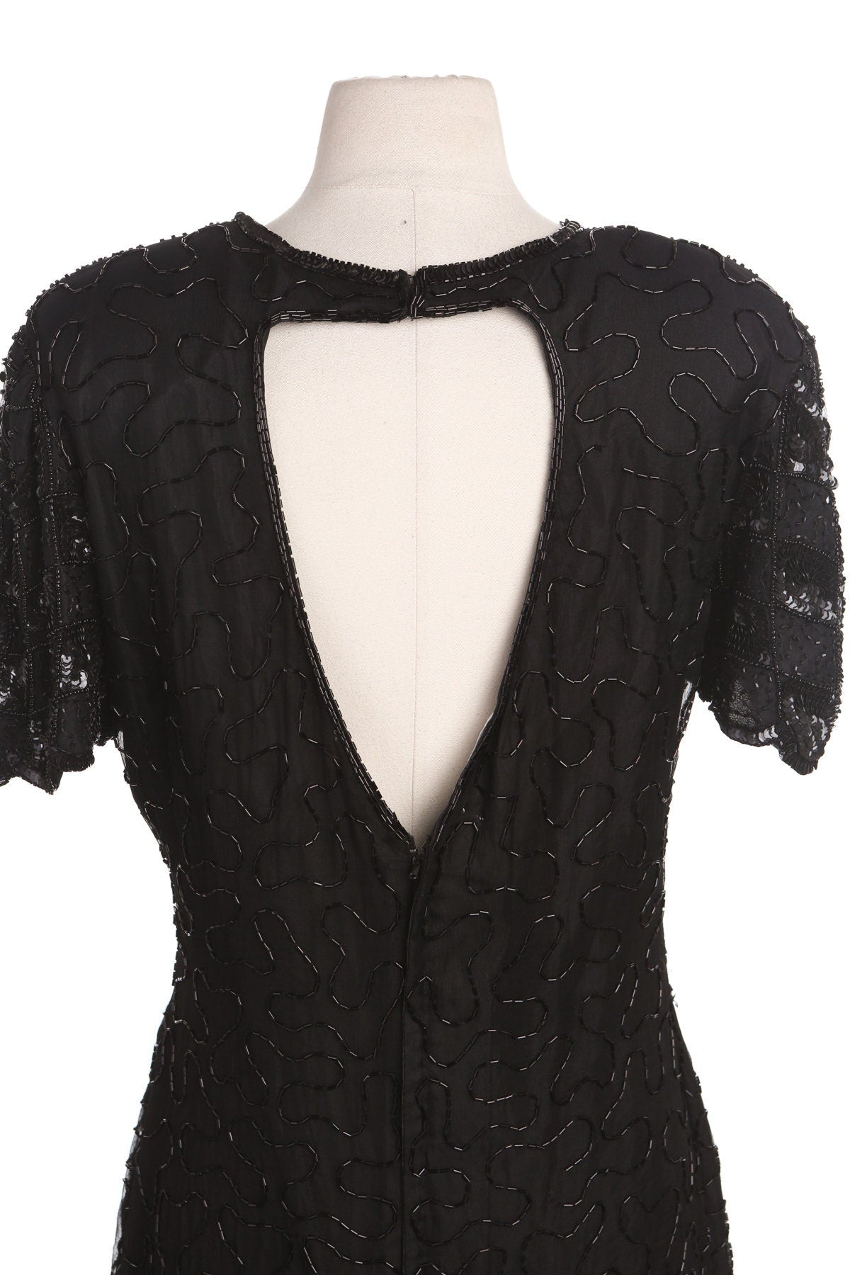 Women Black Sequin Dress - Era 80's - 90's
