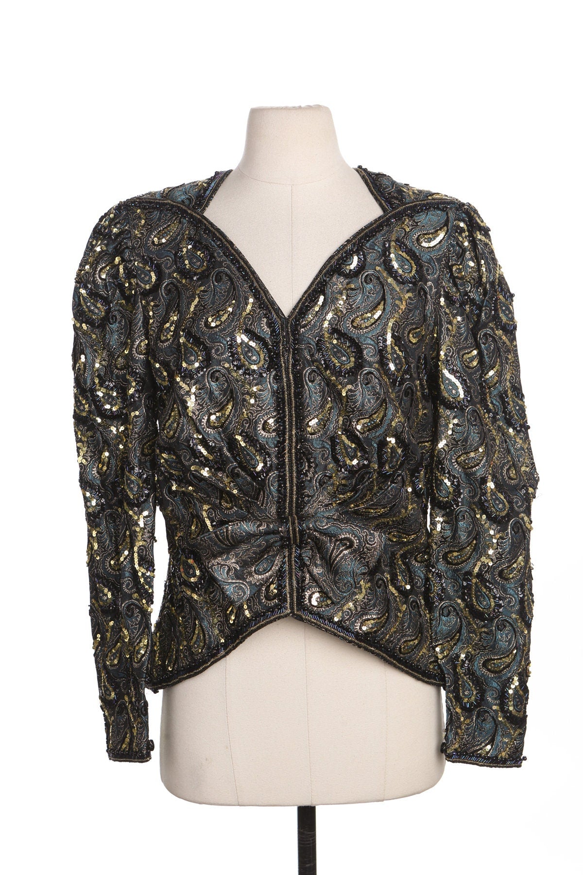 80's Women Paisley Sequin Top