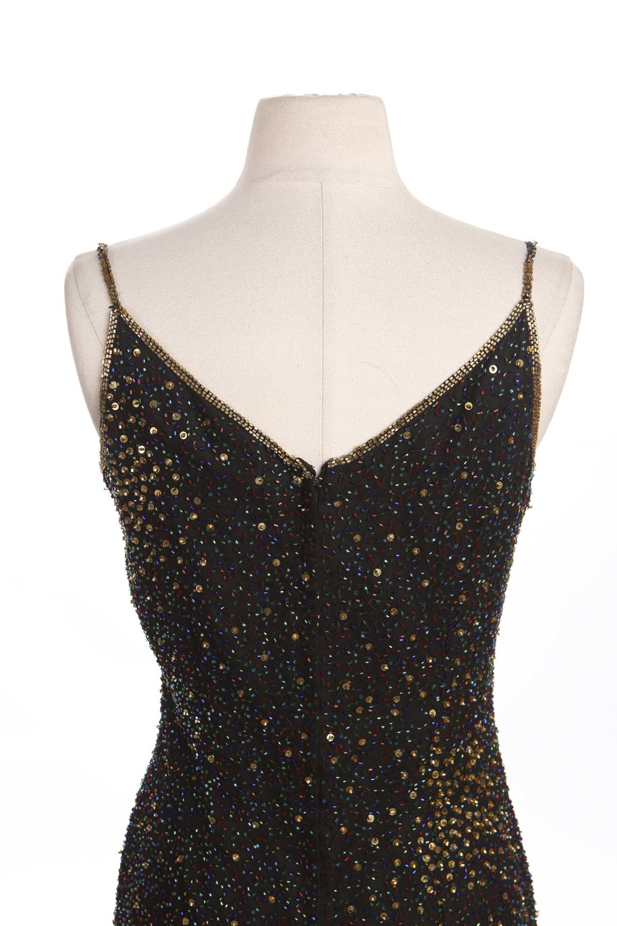 Women Black and Golden Sequin Evening Dress