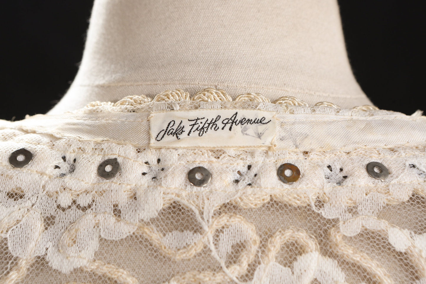 Vintage White Lace Vest with Embroidered Stones